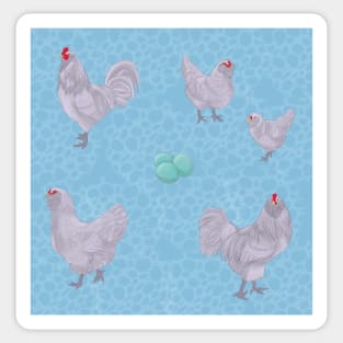 Lavender Ameraucana Pattern Blue Sticker